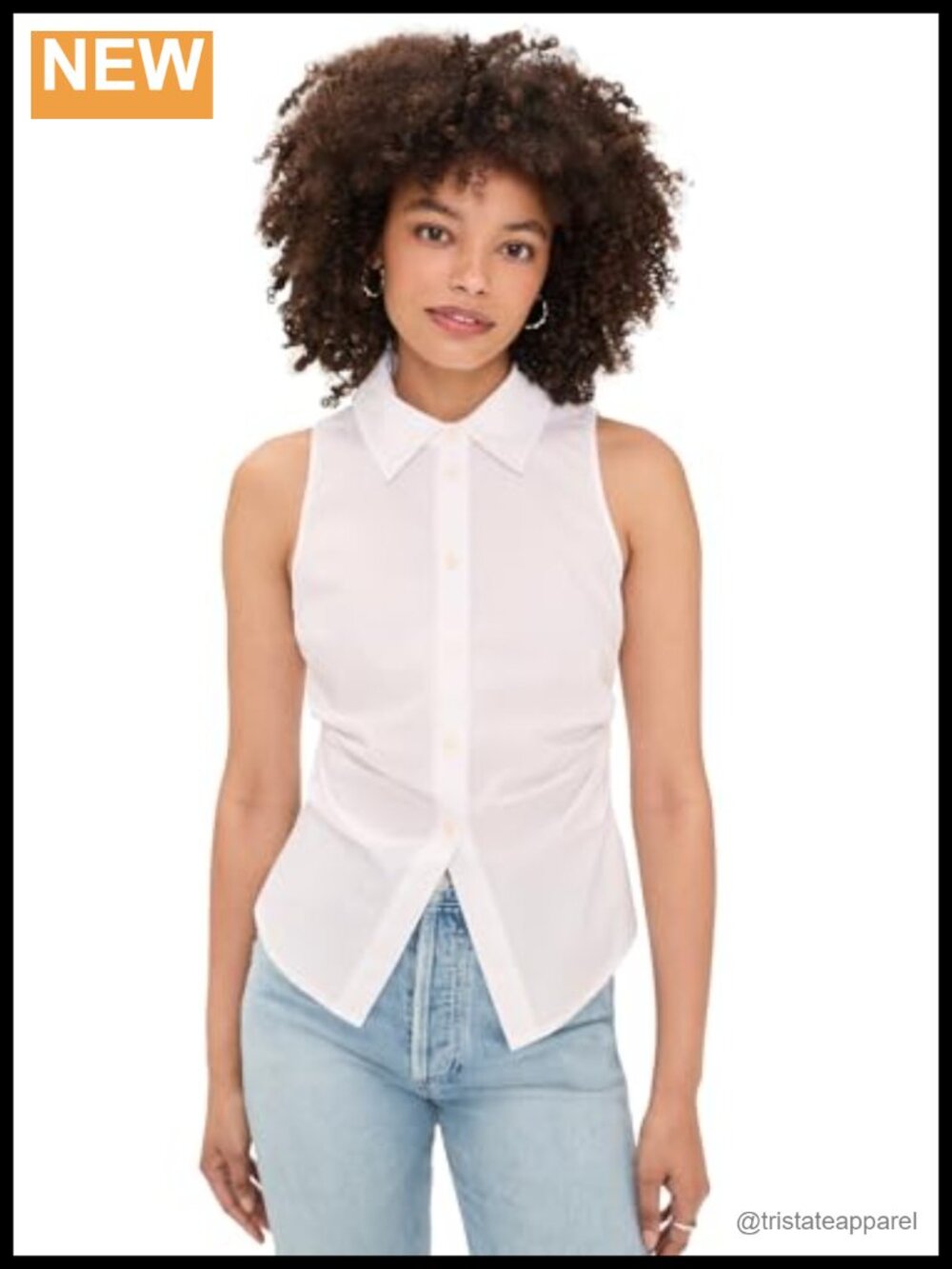 Tanya Taylor Women's Hannah Sleeveless Collared Poplin Tank Top